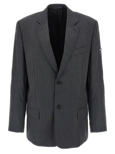 Balenciaga Wool Blazer With Notch Lapel And Pockets In Gray