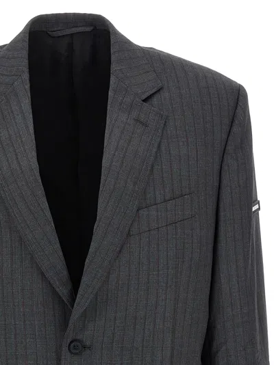 Balenciaga Wool Blazer With Notch Lapel And Pockets In Gray