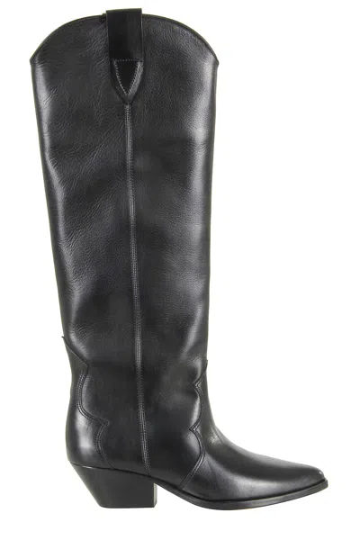 Isabel Marant Denvee Leather Knee-high Boot In Black