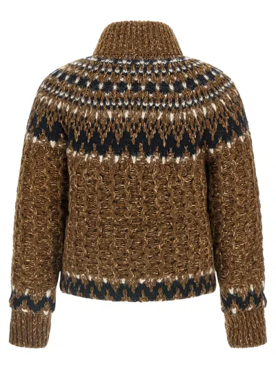 Moncler Indren Wool Blend Down Jacket In Brown