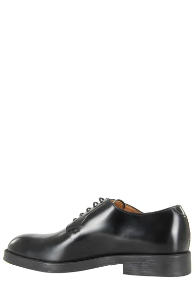Tod's Polished Leather Lace-up Shoes With Rounded Toe In Black