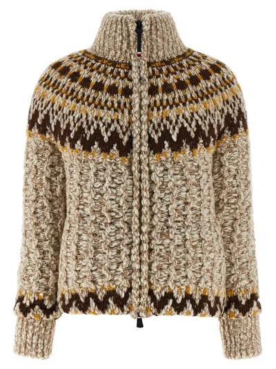 Moncler Girose Down-paneled Wool-blend Zip-up Cardigan In Brown