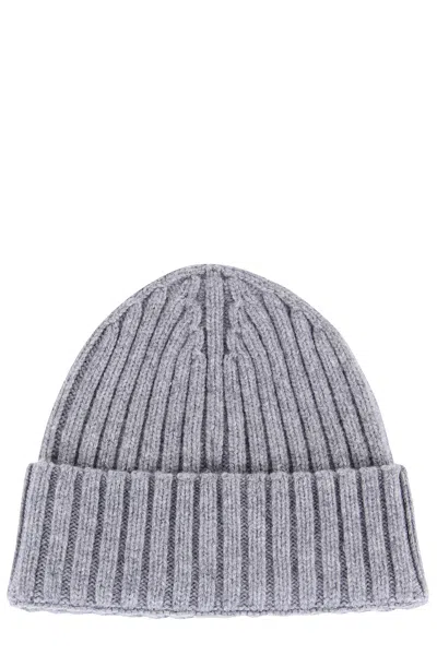 Mc2 Saint Barth Wengen Ribbed Beanie In Gray