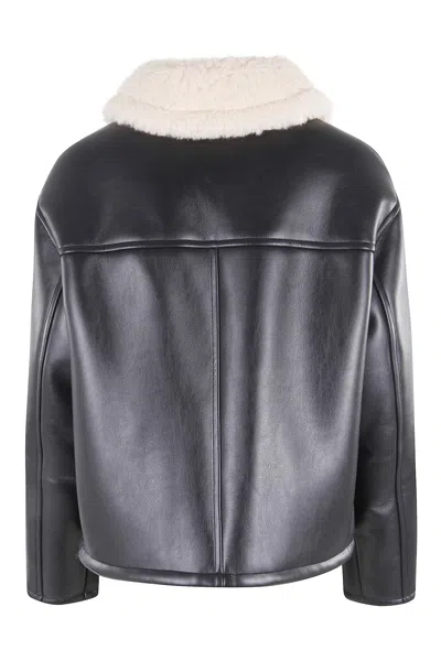 Stand Studio Kaz Eco Shearling Jacket In Black