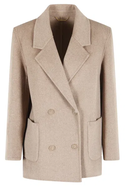 Seventy Double-breasted Side-pockets Coat In Animal Print