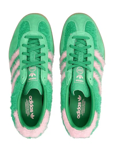 Adidas Originals Gazelle Indoor Suede-trimmed Brushed-knit Sneakers In Green