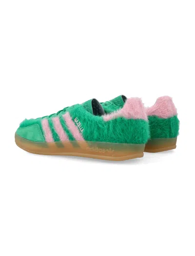 Adidas Originals Gazelle Indoor Suede-trimmed Brushed-knit Sneakers In Green