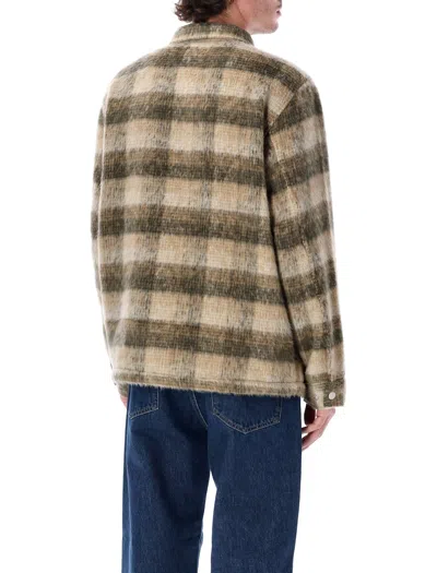 Huf Relaxed Fit Brown Fuzzy Plaid Jacket In Multi