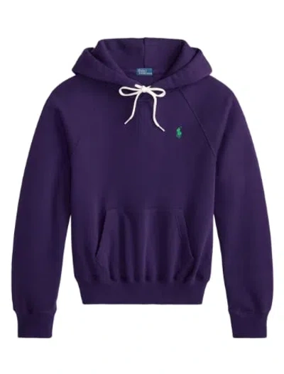 Polo Ralph Lauren Cozy Fleece Hoodie Drawstring Style In Purple
