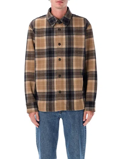 Apc A.p.c. A.p.c. Bobby Tartan Wool Overshirt In Brown