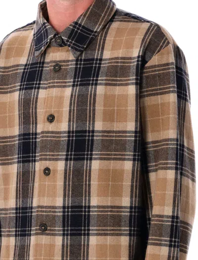 Apc A.p.c. A.p.c. Bobby Tartan Wool Overshirt In Brown