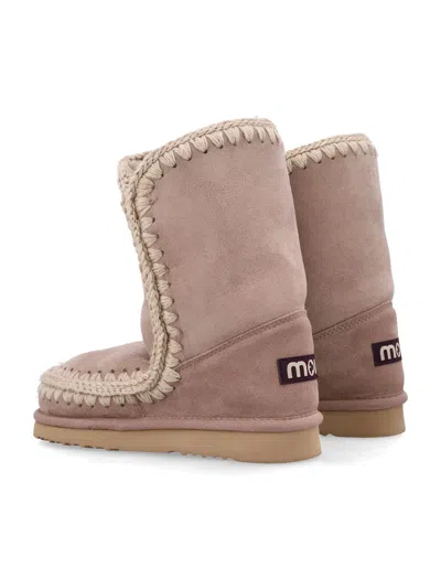 Mou Eskimo 24 Sheepskin Boots With Crochet Stitching In Brown