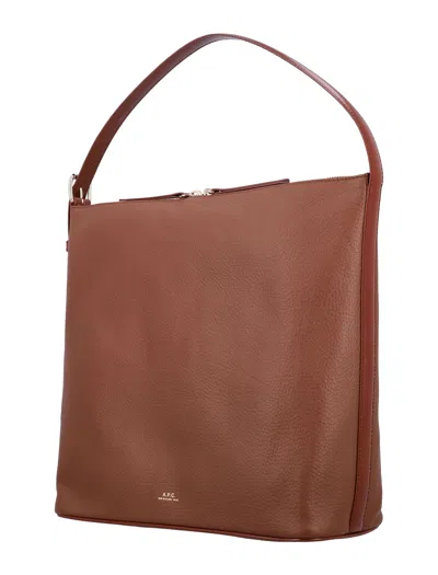 Apc A.p.c. Vera Leather Bag With Adjustable Strap In Brown