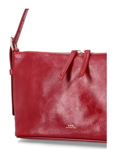 Apc A.p.c. Zippered Shoulder Bag With Top Handle In Red