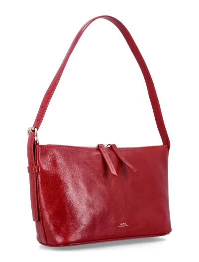 Apc A.p.c. Zippered Shoulder Bag With Top Handle In Red