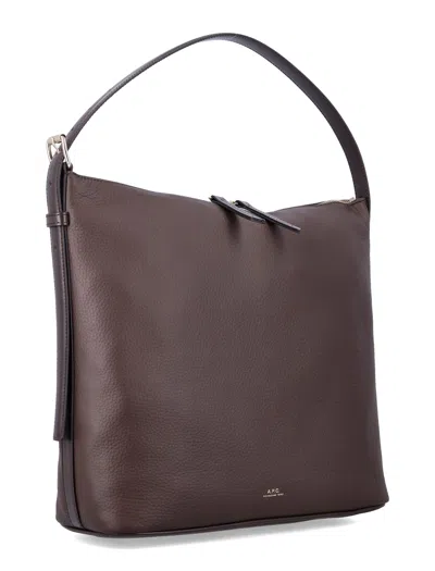 Apc Smooth Leather Shoulder Bag With Adjustable Strap In Brown