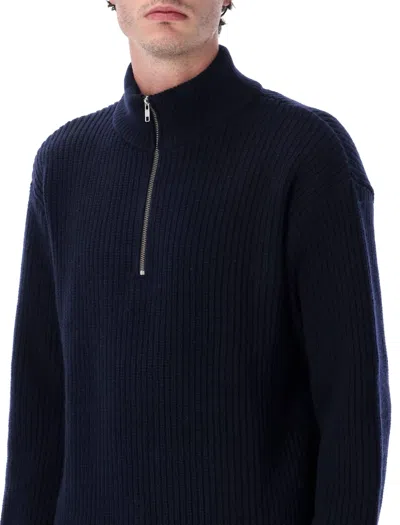 Colorful Standard Recycled Merino Wool Quarter Zip Sweater In Blue