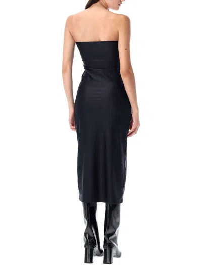 Coperni Strapless Fitted Midi Dress Buckle Accents In Black
