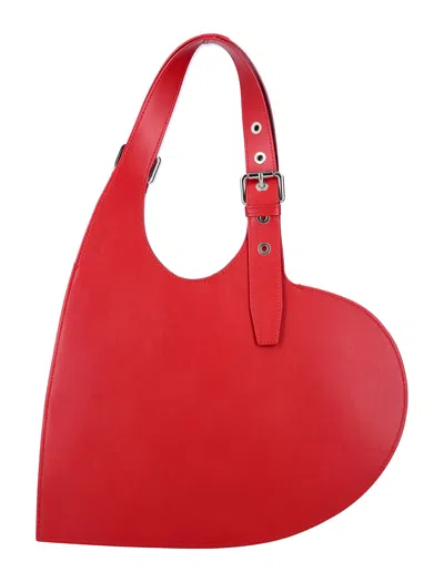 Coperni Heart Shape Tote Bag With Metal Finish In Red