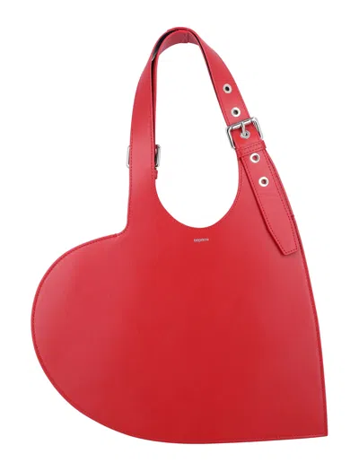 Coperni Heart Shape Tote Bag With Metal Finish In Red