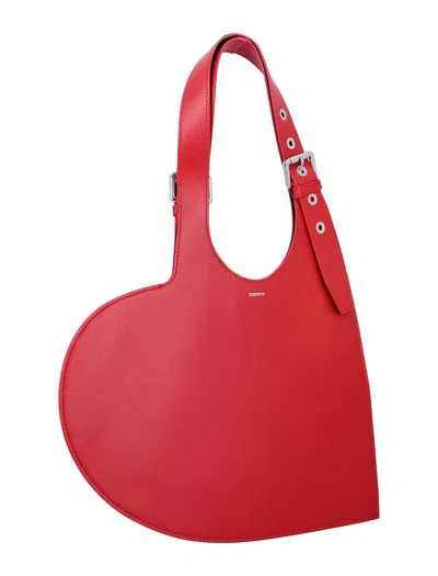 Coperni Heart Shape Tote Bag With Metal Finish In Red