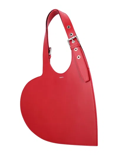 Coperni Heart Shape Tote Bag With Metal Finish In Red