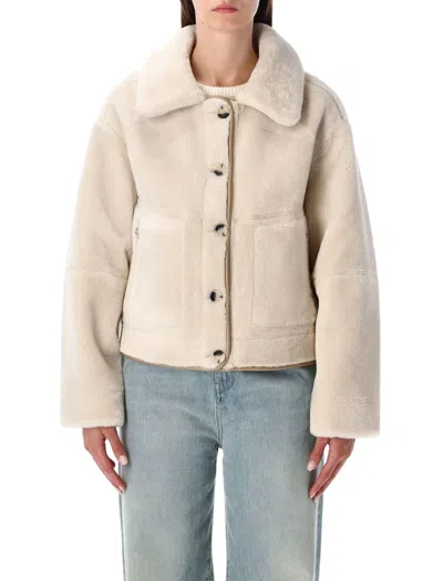 Urbancode Cream Reversible Jacket With Synthetic Sheepskin In Neutral