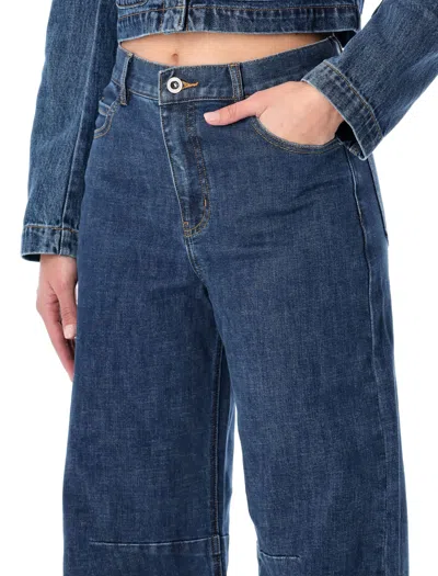 Self-portrait High-waisted Blue Barrel-leg Jeans In Blue