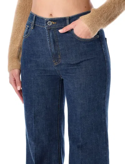 Self-portrait High-waisted Blue Fared Jeans In Blue