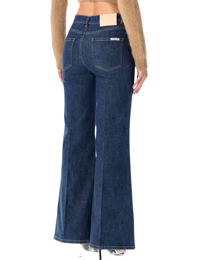 Self-portrait High-waisted Blue Fared Jeans In Blue