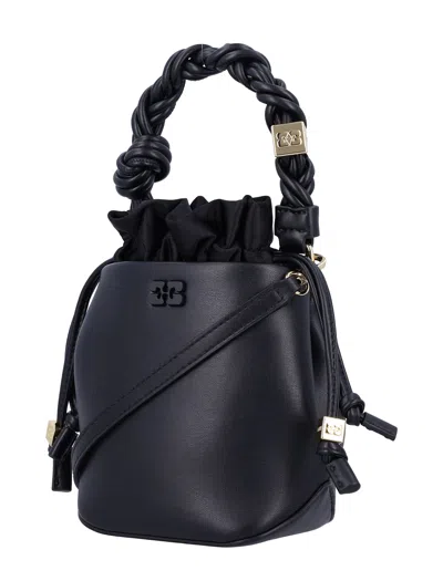 Ganni Mini  Bou Bucket Bag In Black