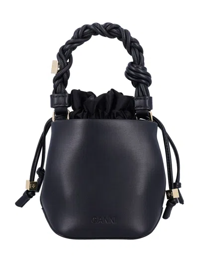 Ganni Mini  Bou Bucket Bag In Black