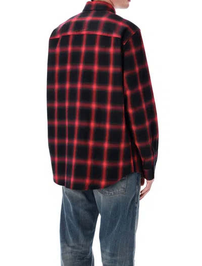 Diesel Button-up Shirt With Bold Checkered Pattern In Red