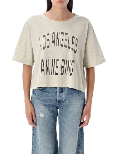 Anine Bing Graphic Print Cropped T-shirt With Short Sleeves In Neutral