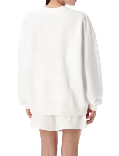 Anine Bing Monogram Fleece Dropped Shoulders Ribbed Cuffs In White