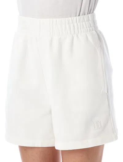 Anine Bing Fleece Shorts With Elastic Waistband And Side Pockets In White