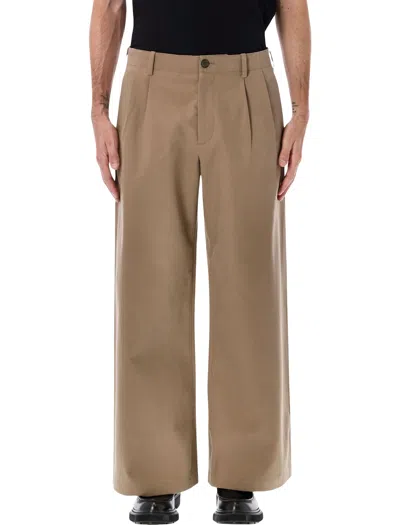 Our Legacy Bridge Chino Wide Leg Cotton Trousers In Brown