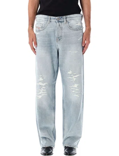 Diesel Light-wash Denim Pants With Distressed Details In Blue