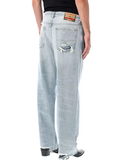Diesel Light-wash Denim Pants With Distressed Details In Blue