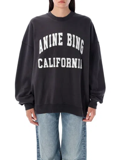Anine Bing Women's Miles Branded-print Cotton Sweatshirt Black In Black