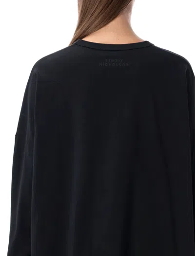 Studio Nicholson Long Sleeve Crew Neck Relaxed Top In Black