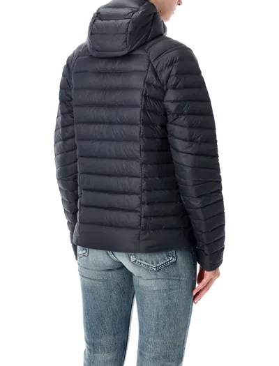 Patagonia Hooded Padded Jacket With Quilted Design And Side Pockets In Black