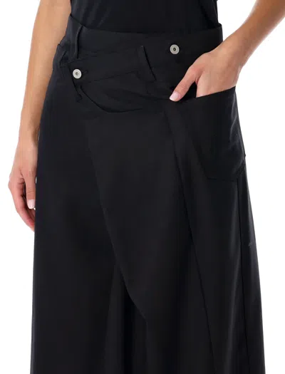 Junya Watanabe Wrap Front Skirt In Wool In Black