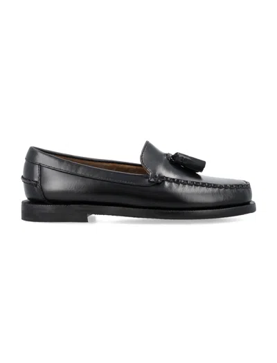 Sebago Will Brown Burgundy Leather Loafers In Black