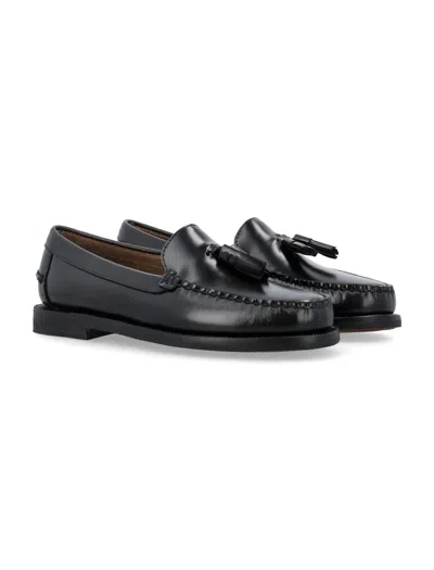 Sebago Will Brown Burgundy Leather Loafers In Black