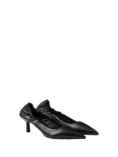 Prada Pointed Toe Kitten Heel Pumps With Ruched Detail In Black