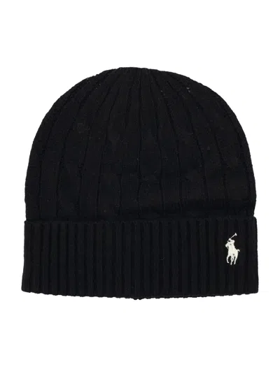 Polo Ralph Lauren Cable Wool-cashmere Beanie In Black