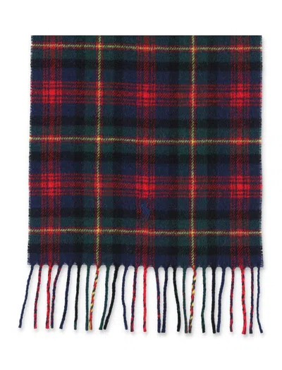 Polo Ralph Lauren Check Wool Scarf In Brown