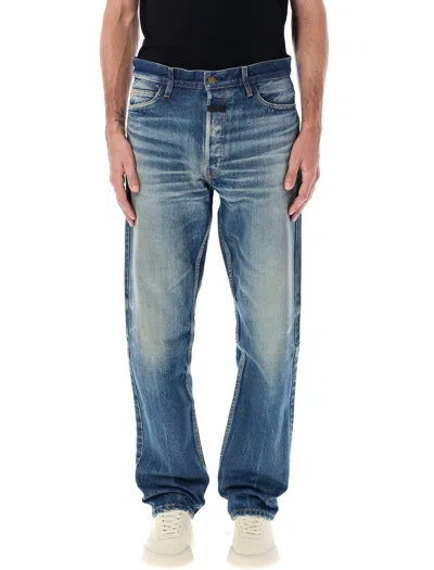 Fear Of God Vintage Wash Straight Jeans In Blue