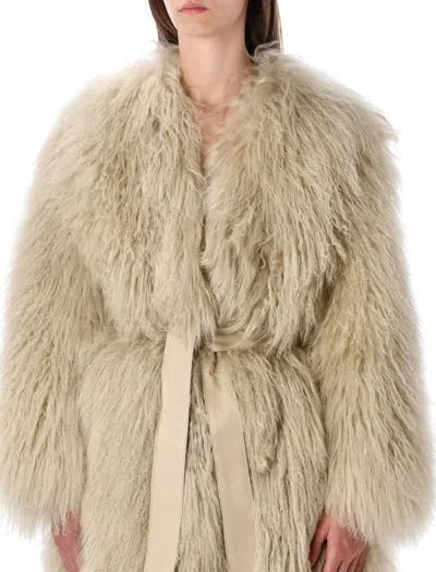 Sword 6.6.44 S.w.o.r.d 6.6.44 Mongolian Shearling Maxi Coat In Brown